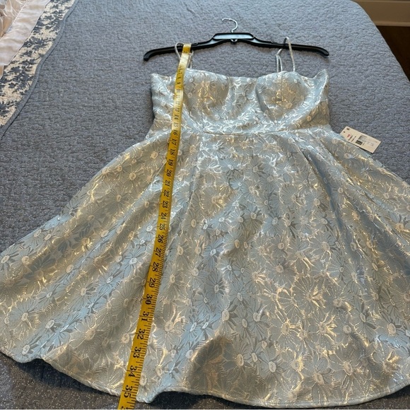 Next/Up Dress Sky Blue Metallic Silver Daisy Floral Spaghetti Straps Size 13/14 - Picture 12 of 12